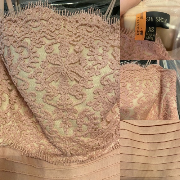 Tadashi Shoji PIN-TUCK and LACE JERSEY GOWN WITH REMOVABLE STRAPS SIZE XS - Picture 11 of 16